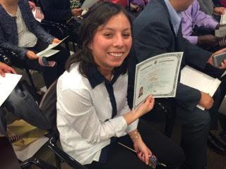 Daniela Chacon holding certificate