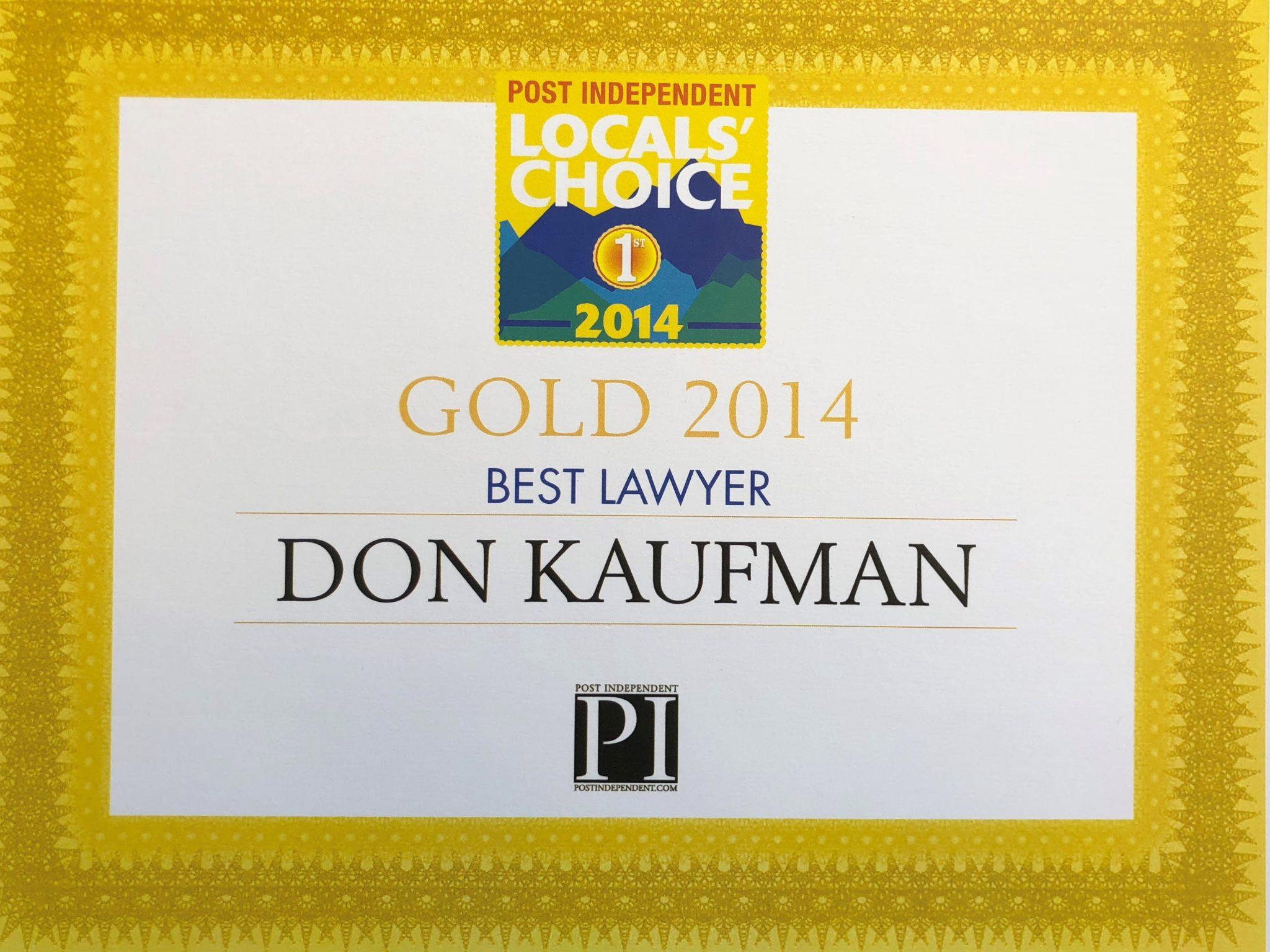 Don Kaufman wins 2014 Locals Choice Award